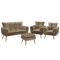 Namoradeira e 2 Poltronas Beta com Puff Lunar Sued Aradecor