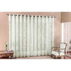 Cortina Luna em Renda para Varão Simples 2m Palha