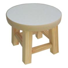 Banqueta Mini Hardman Madeira Natural Assento Redondo MDF Branca