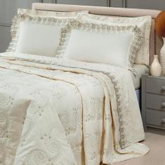 Jogo De Cama King Bordado Mistral Algodão 200 Fios- 04 Pçs - Nicks Mod