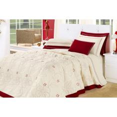 Cobre Leito Queen 5 Peças Belle Palha/Vermelho - Aquarela, Queen, Verm