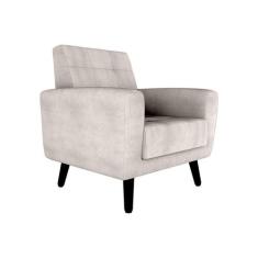 Poltrona Cadeira Decorativa Pés Madeira Livia Bege Matrix