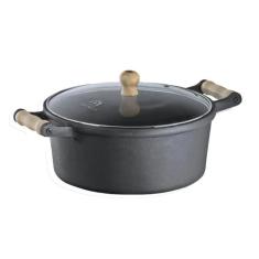 Caçarola Alça De Madeira Tampa De Vidro 4,1 Litros 24cm - Libaneza