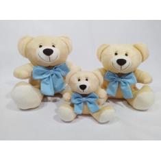Trio de Ursinho  de Pelúcia  para  Nincho  Quarto  Bebe P 15cm M 20cm 