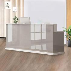 Mesa de recepção de escritório, mesa de recepção moderna, balcão de caixa com balcão, balcão de recepção com gavetas bloqueáveis, vem com armários, adequado para recepção de salão, recepção da
