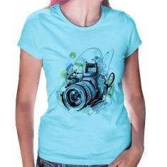 Baby Look Câmera Fotográfica - Foca na Moda, Azul bebê, G