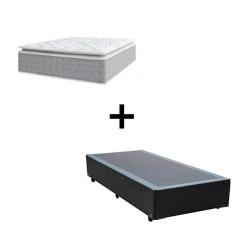 Cama Box Solteiro 88 Sintetico Preto com Colchão Nazar Molas Ensacadas com Pillow Top - Bello Box - Conforto (Espuma da Nasa) Viscoeslástico D33 Cinza