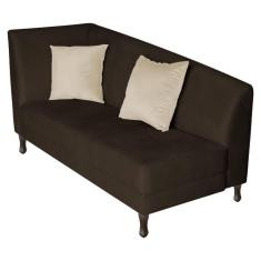 Recamier Heitor 140cm Com Almofada Lado Direito Sintético Cor Marrom-bege