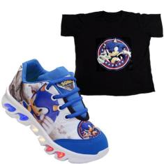Tenis Infantil De Led Sonic + Camisa Lançamento - Tenis De Led, 21