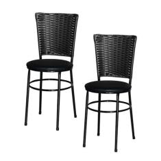 2 Cadeiras Pretas Para Cozinha Hawai Preta - Laumar, Preto