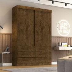 Guarda Roupa Solteiro 2 Portas 6 Gavetas Star Sallêto Móveis, Ipê