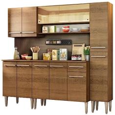 Cozinha Completa Madesa Emilly Sky com Armário Vidro Reflex e Balcão - Rustic