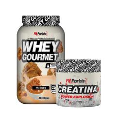 Kit Whey Protein Gourmet Pote 907g + Creatina Power Explosion Sem Sabor 300g - FN Forbis Nutrition-Unissex