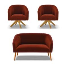 Namoradeira e 2 Poltronas Giratória MA30 Stella Bouclê D03 - D'Rossi -