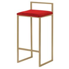 Banqueta Decorativa Selena Base Gold Veludo Vermelho - Gran Belo
