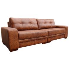 Sofá 4 Lugares Bipartido Sala de Estar 280cm Milano Couro Mel - Gran Belo