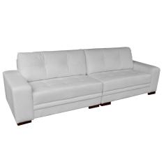 Sofá 3 Lugares Bipartido Sala de Estar Milano 240cm Couro Branco - Gran Belo