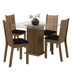 Conjunto Sala de Jantar Maya Mesa 4 Cadeiras Madesa