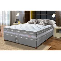 Conjunto Cama Box Casal de Molas Ensacadas Cama inBox Select Euro Soft 138x188x71 Cinza