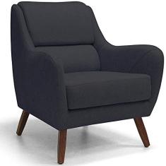 Poltrona Decorativa Para Sala de Estar e Recepção Gooby D02 Linho Chumbo C-465 - Lyam Decor