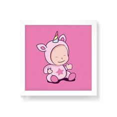 Arte Maníacos Quadro Decorativo Babycórnio Feliz 2 - 30x30cm (Moldura em laca branca)