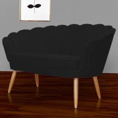Namoradeira Estofada Decorativa Para Recepção Pétala Suede Preto - LM DECOR