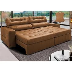 Sofá de Couro Legítimo Retrátil Automático 2,35m Cama Inbox Gran Vitalysoftgeld40 Mel