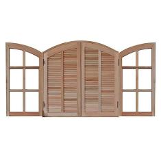Janela de Madeira Abrir 120x100cm 4 Folhas em Arco Rodam Natural