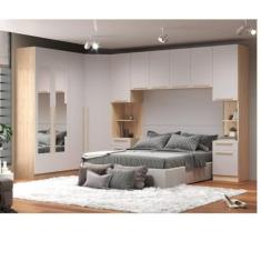 Quarto Modulado 3 Guarda Roupas 2 Mesas de Cabeceira 1 Módulo Ponte Aéreo San Diego Aveiro Oak/cinza Urbano