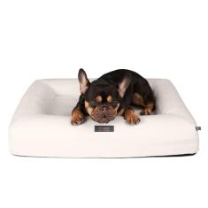 NANDOG Pet Gear Cama de espuma viscoelástica para cães – Almofada ortopédica de pelúcia para dormir confortável, capa lavável – ideal para cães com dor nas articulações, artrite (marfim branco