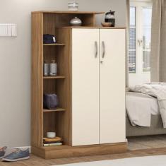 Armário Multiuso Elite 2 Portas com Chave Amêndola/Off-White - Demóbil