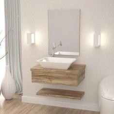 Bancada para Banheiro Cuba RT45 com Prateleira 605w Metrópole - Compac