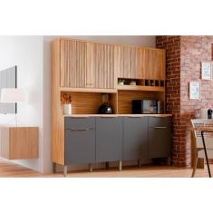 Cozinha Compacta Kit Concord c/ 8 Portas e 2 Gavetas 200x206cm Amendoa