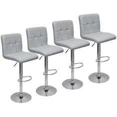 Kit 4 Banquetas Confort Estofada Couro Giratória c/ regulagem - Lianto