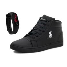 Tênis Sapatênis Masculino Bota + Pulseira Relógio Digital - Polo Plus,