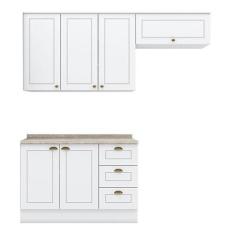 Cozinha Modulada Americana 3 Peças Branco HP com Tampo Calcare  Henn