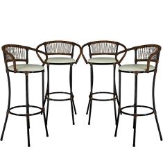 4 Banquetas Bancada, Balcão Branco Gelo Argila Cancún