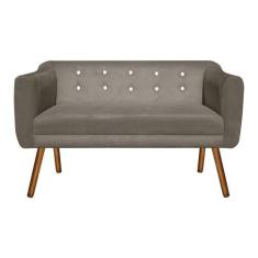 Sofá Retrô Namoradeira Julia 2 Lugares Suede Marrom Rato Com Strass - 