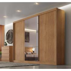 Guarda-Roupa Casal MDF com Espelho 3 Portas 6 Gavetas Soberano - Novo 