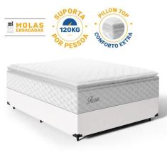 Cama Box com Colchão de Molas Ensacadas Pillow Top Flora Casal 138 cm 