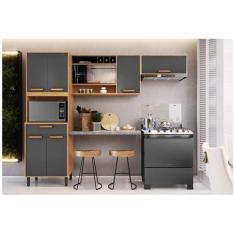 Armário de Cozinha Compacta Itatiaia Nápoles 7 Portas 1 Gaveta, Grafit