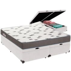 Cama Box Baú Branco E Colchão Light Espuma D33 Queen Ortobom