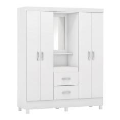 Guarda Roupa Capelinha Lord 4 Portas Flex Branco Com Espelho - Demóbile Branco