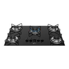 Cooktop a Gás Fischer Fit Line 5 Bocas Vidro Temperado com Acendimento Automático Preto Bivolt