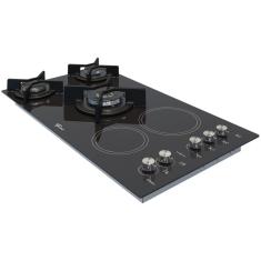 Cooktop a Gás e Elétrico Fischer Top 5Q 5 Bocas Vidro Temperado com Trempes Ferro Fundido Preto 220V