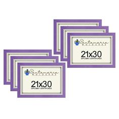 Kit 6 Molduras Porta Diploma Certificado A4 21x30 Lilás