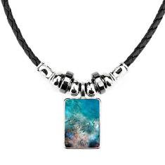 DIYthinker Colar com imagem natural de peixe colorido oceano joia Torque pingente de corda de couro