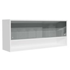 Armário Aéreo 120cm 2 Portas Correr Vidro Neutral 1 Nicho Branco para Cozinhas Glamy, Lux e Reims Madesa