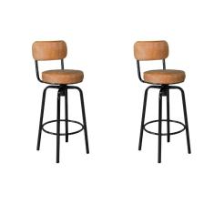 Conjunto 02 Banquetas Giratória em Aço Capadócia Yescasa Preto/ Caramelo