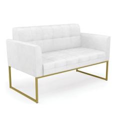 Sofá Namoradeira Elisa Corano Base Metálica Industrial Dourado - D`rossi Cor Branco